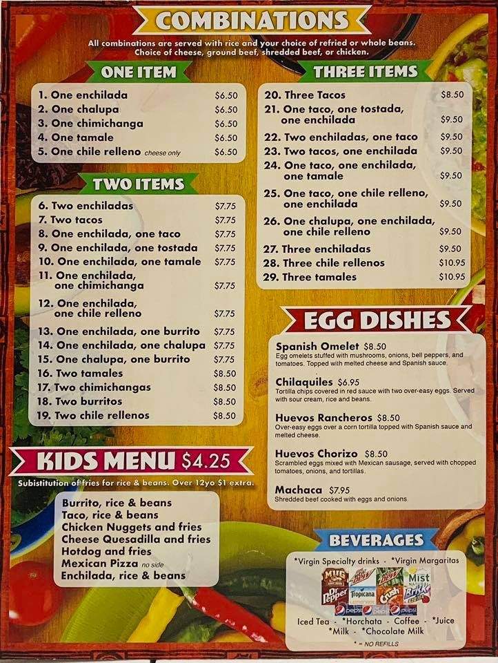 Los Girasoles - Grinnell, IA menu_pic
