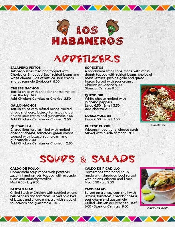 Los Habaneros - Hudson, WI menu_pic