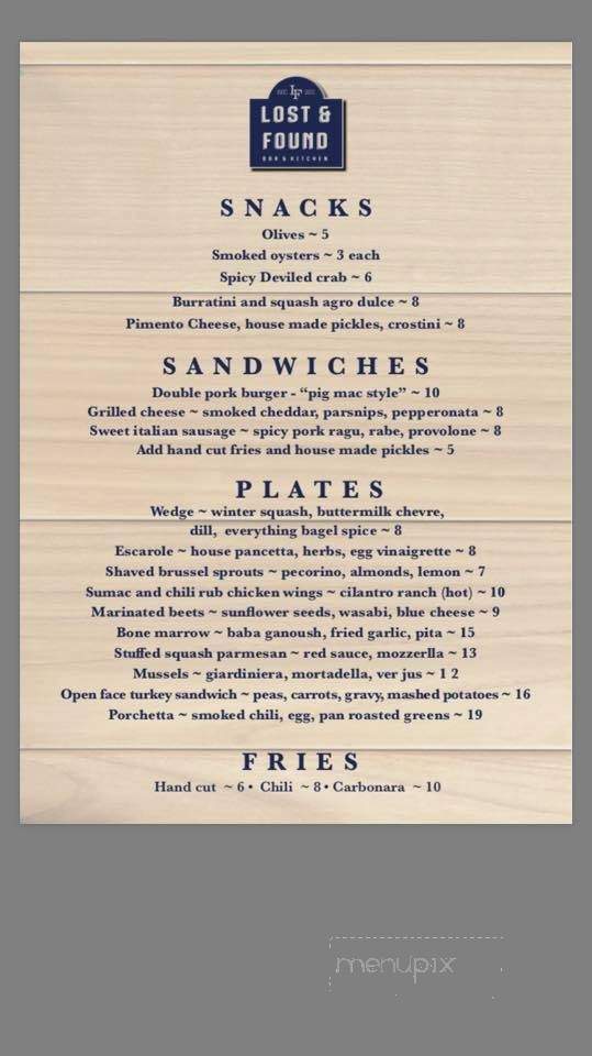Lost & Found - Albany, NY menu_pic