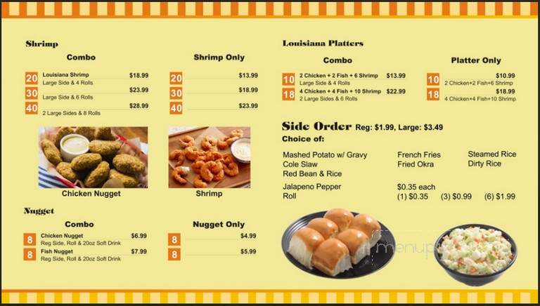 Menu of Louisiana Fried Chicken & Wings in Chandler, AZ 85225