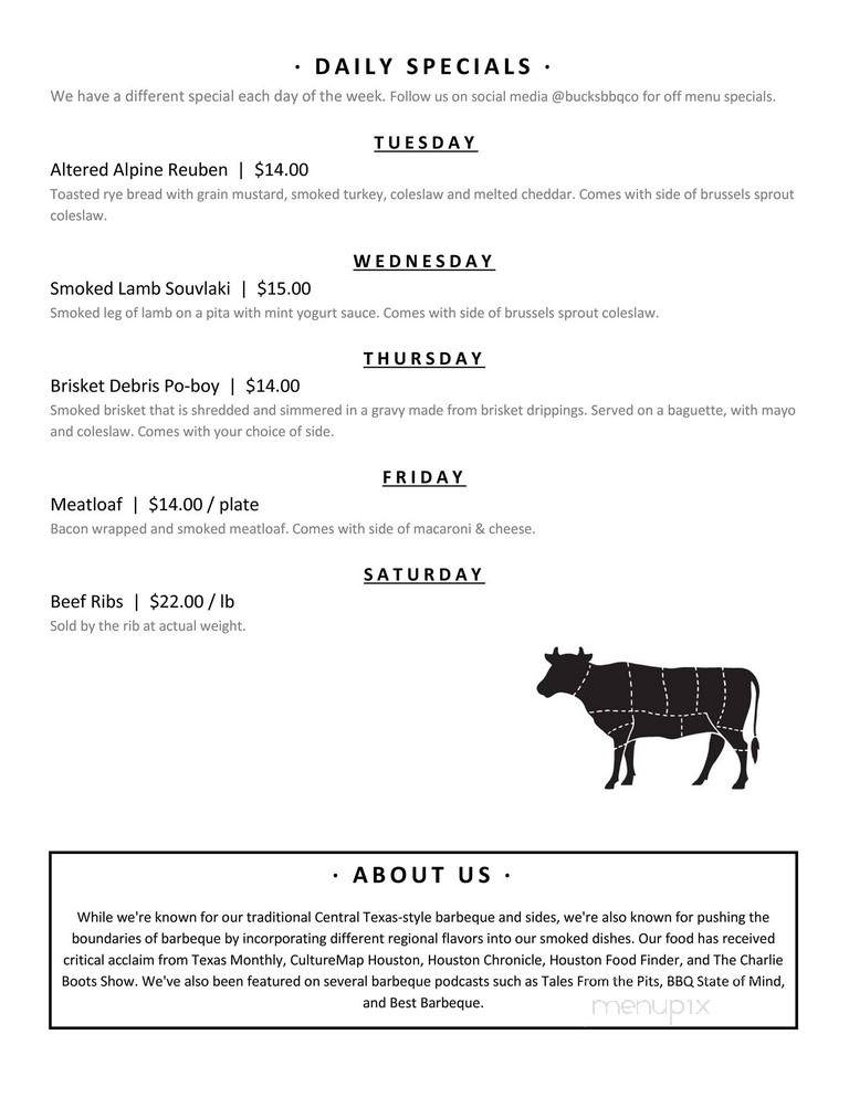 Lucky's Lodge - Houston, TX menu_pic