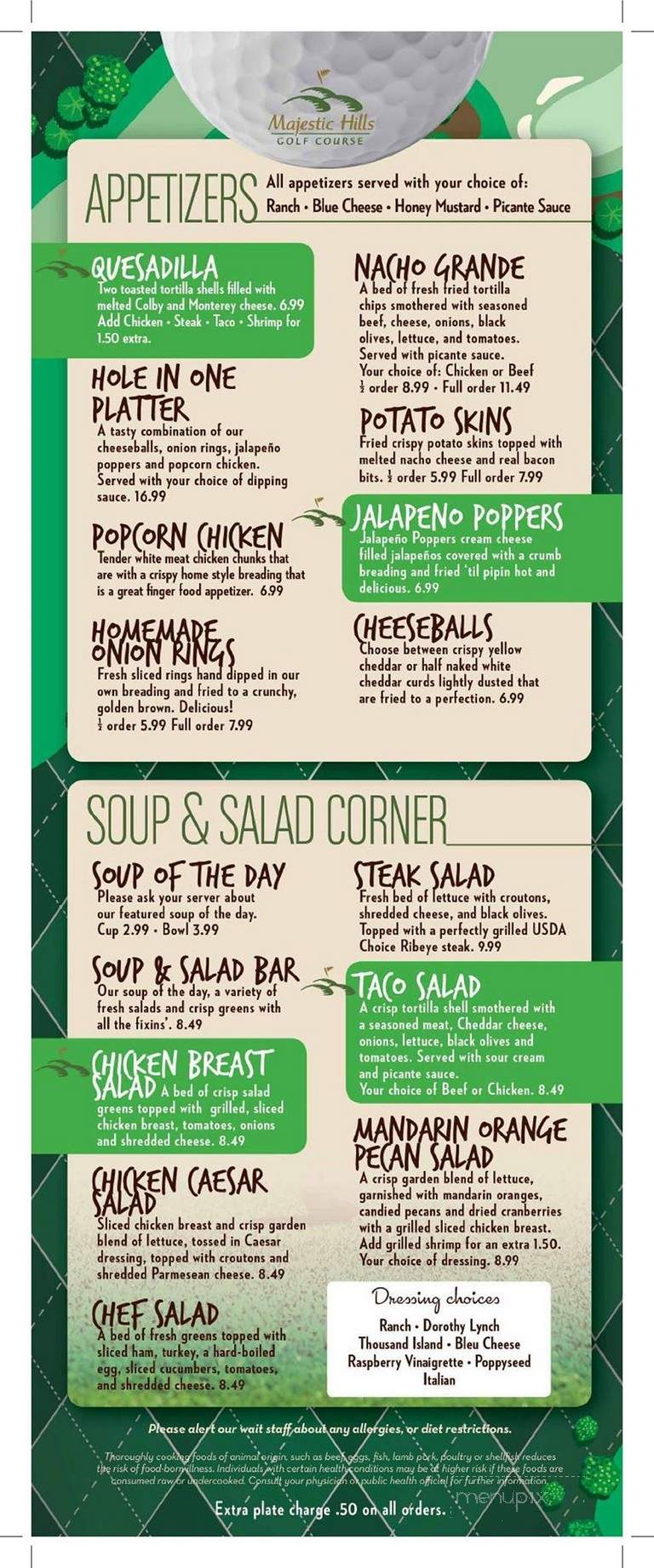 Majestic Hills Grill - Denison, IA menu_pic