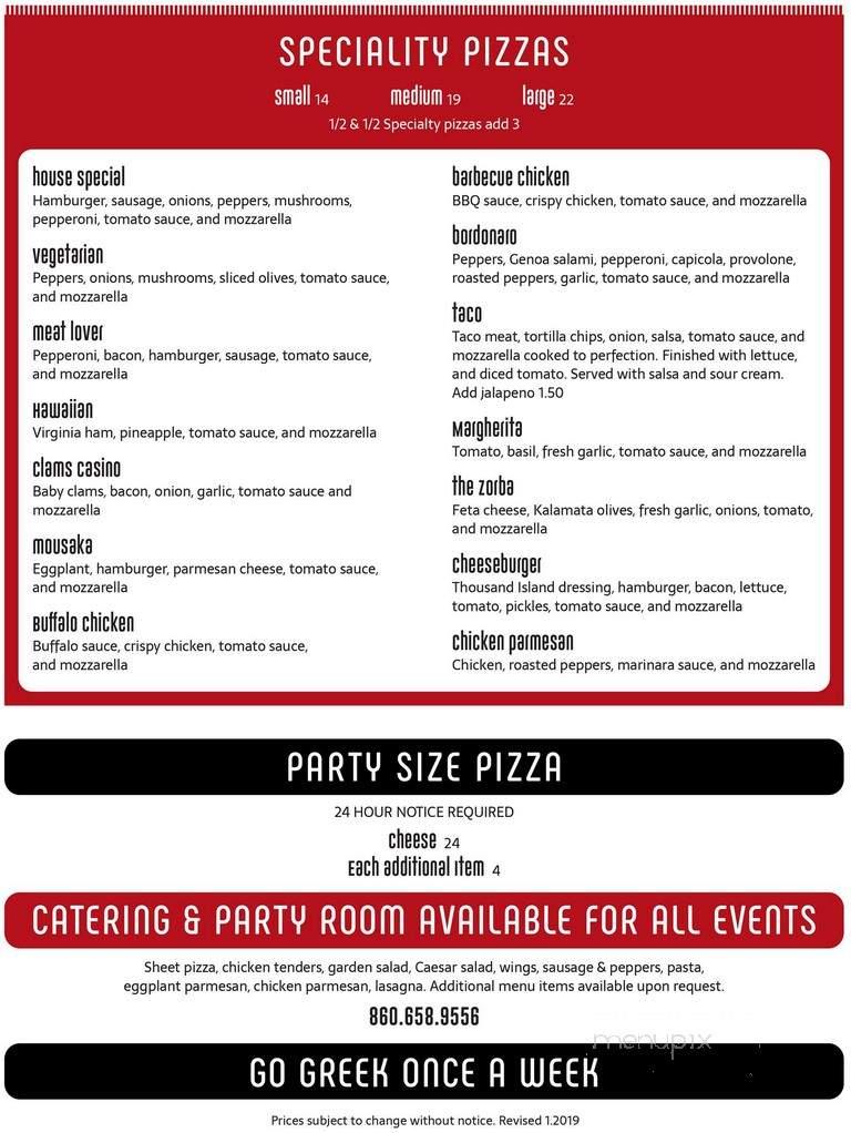 Manny's Simsbury Pizza & Family Restaurant - Simsbury, CT menu_pic