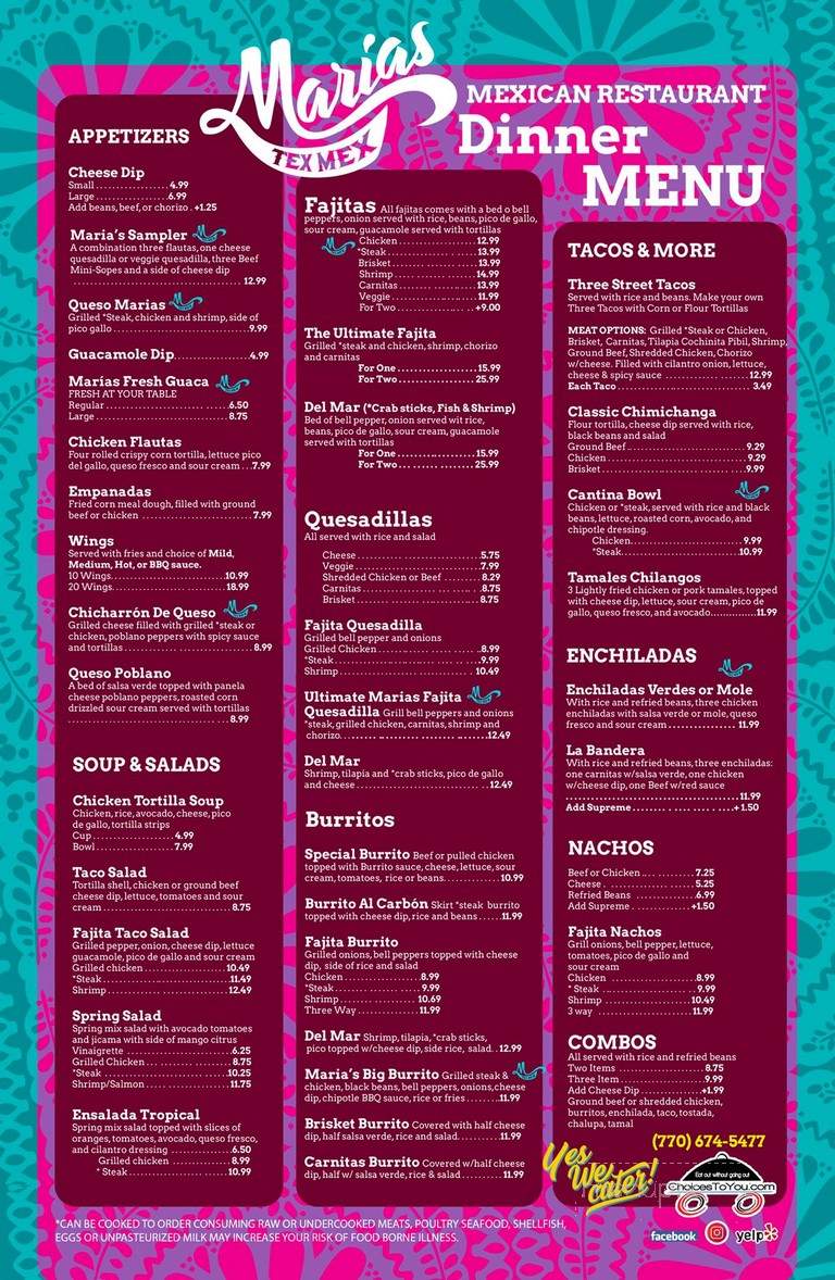 Maria's Tex Mex - Dacula, GA menu_pic