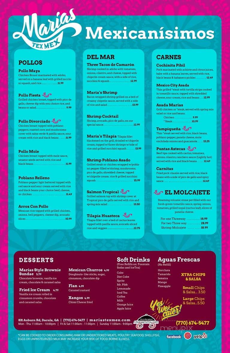 Maria's Tex Mex - Dacula, GA menu_pic