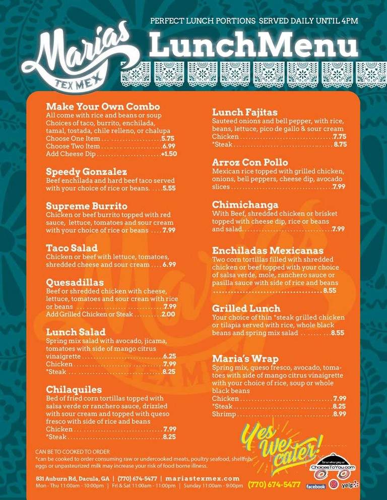 Maria's Tex Mex - Dacula, GA menu_pic