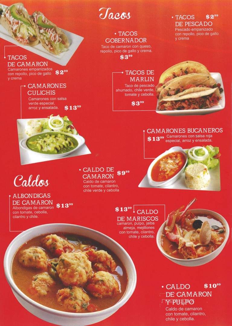 Mariscos El Culichi - Brownsville, TX menu_pic