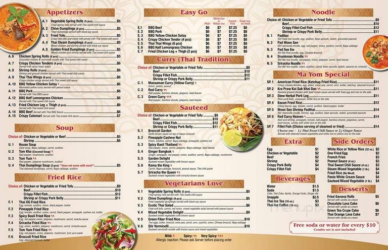 Ma Yom Thai - Queens, NY menu_pic