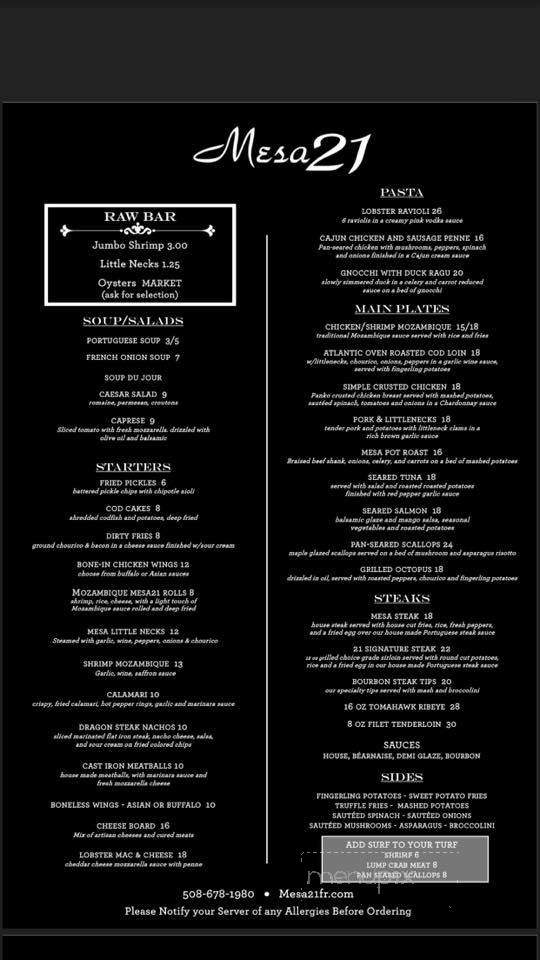 Mesa 21 - Orlando, FL menu_pic