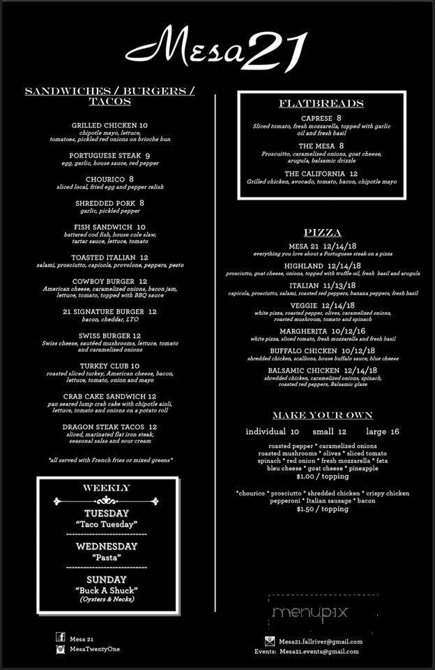Mesa 21 - Orlando, FL menu_pic