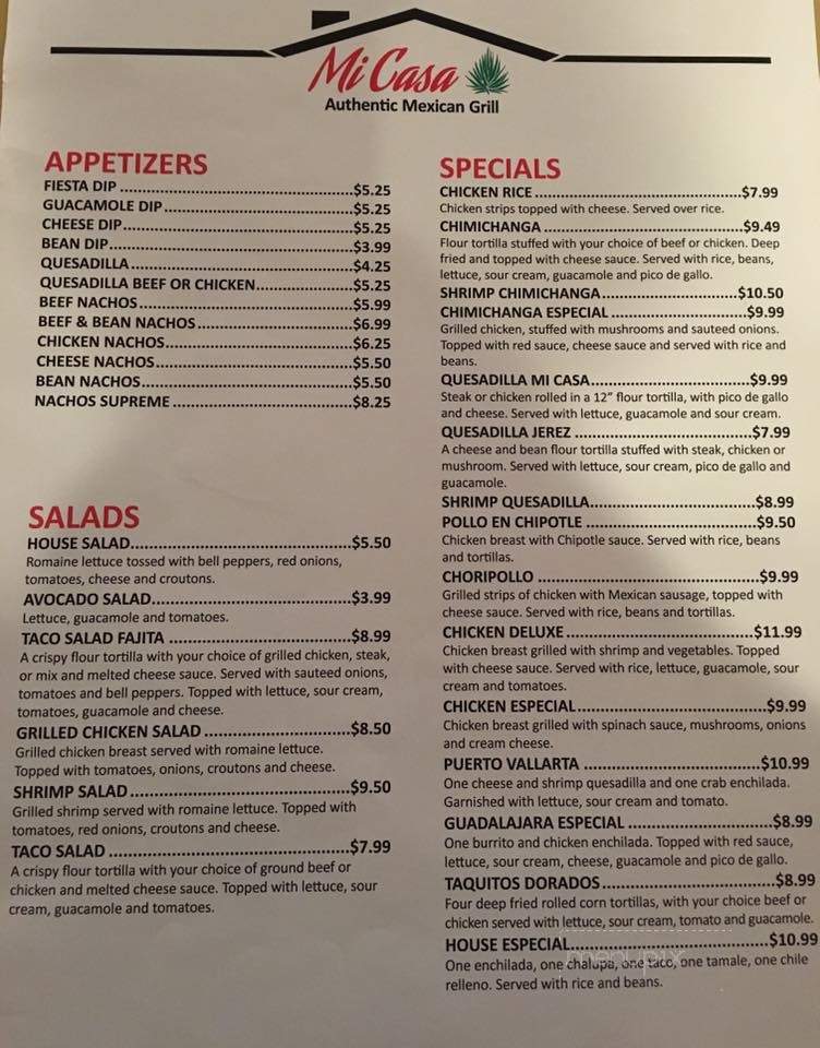 Mi Casa Authentic Mexican Grill - Williamsburg, IA menu_pic