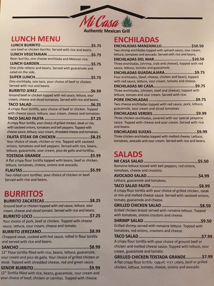 Mi Casa Authentic Mexican Grill - Williamsburg, IA menu_pic
