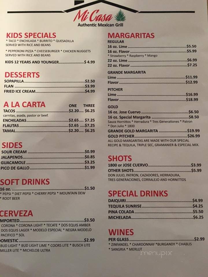 Mi Casa Authentic Mexican Grill - Williamsburg, IA menu_pic