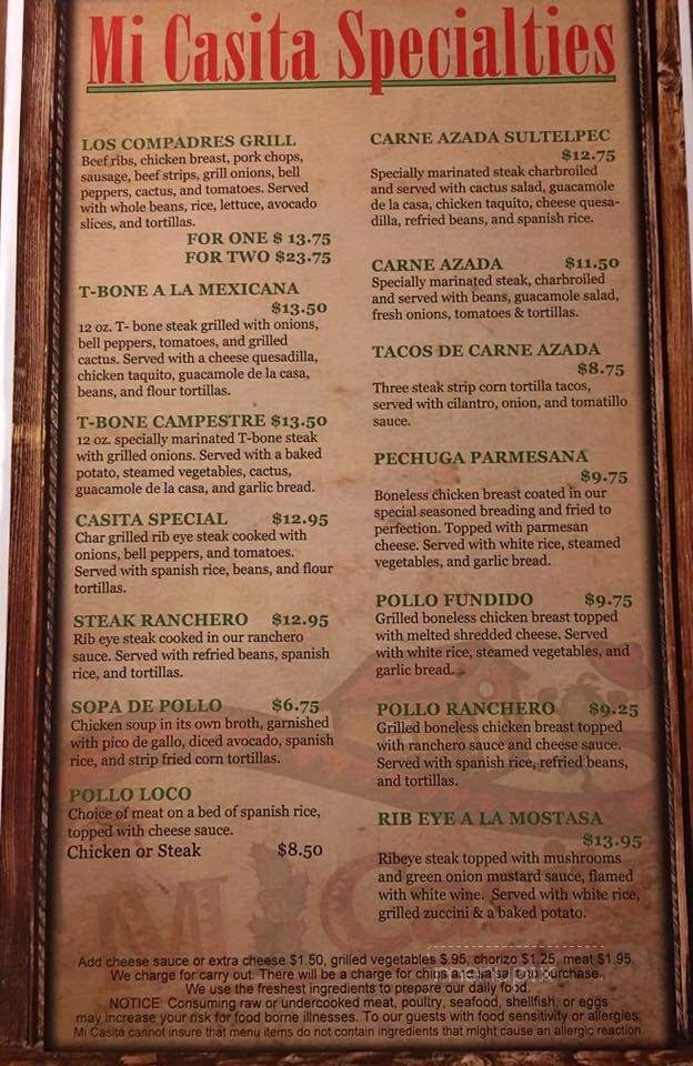 Mi Casita - Ohatchee, AL menu_pic