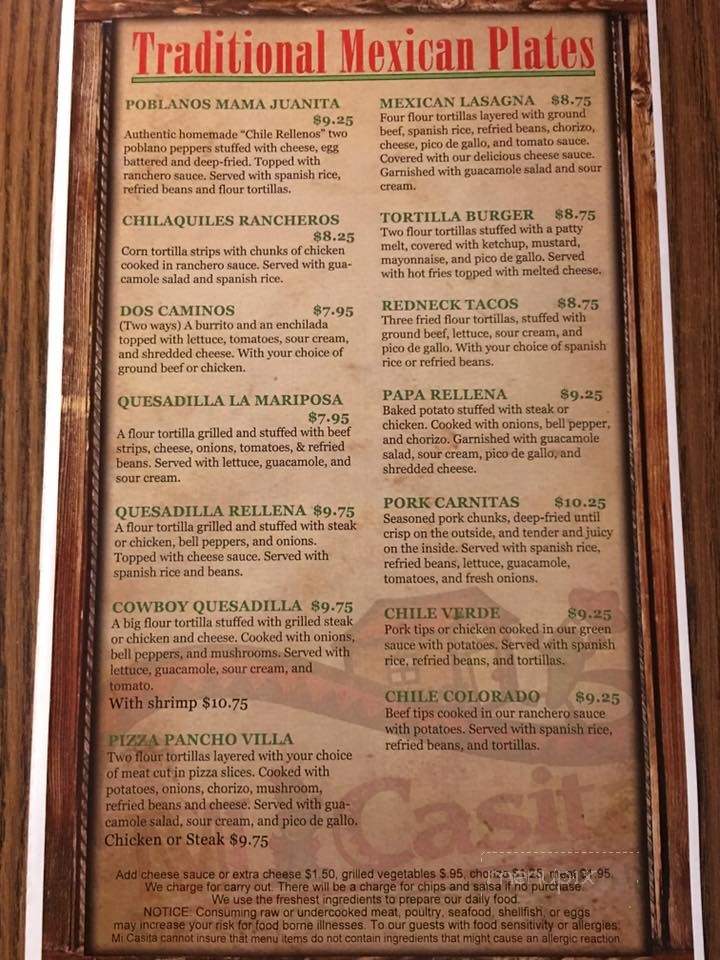 Mi Casita - Ohatchee, AL menu_pic
