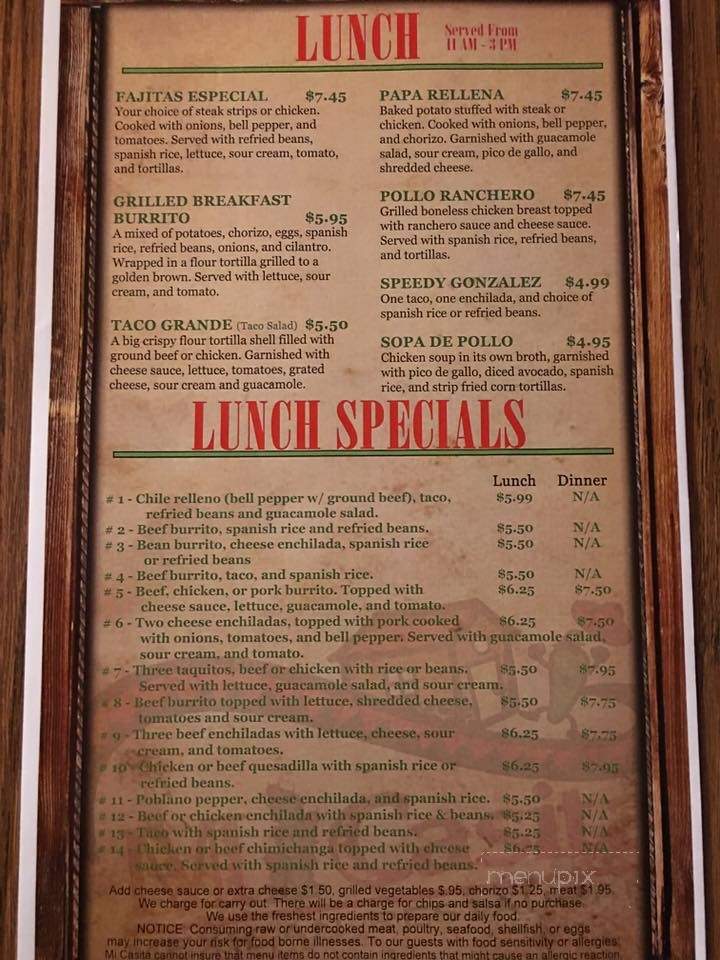 Mi Casita - Ohatchee, AL menu_pic