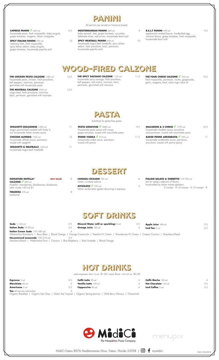 MidiCi The Neapolitan Pizza Company - Estero, FL menu_pic