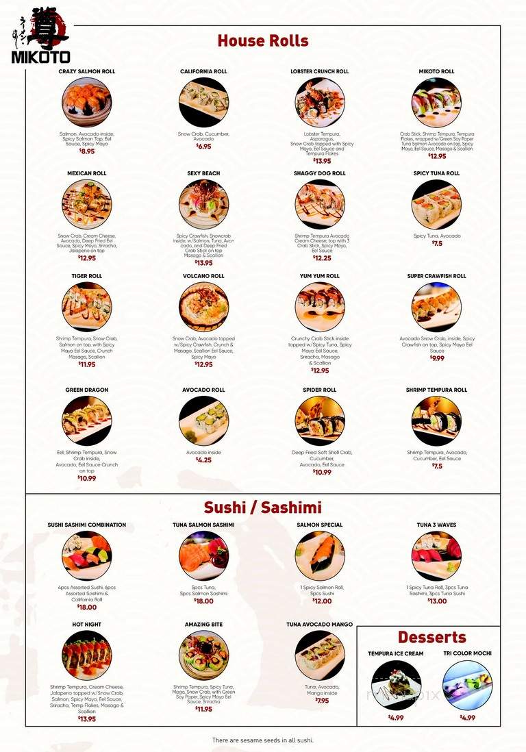 Mikoto Ramen Bar and Sushi - Tyler, TX menu_pic
