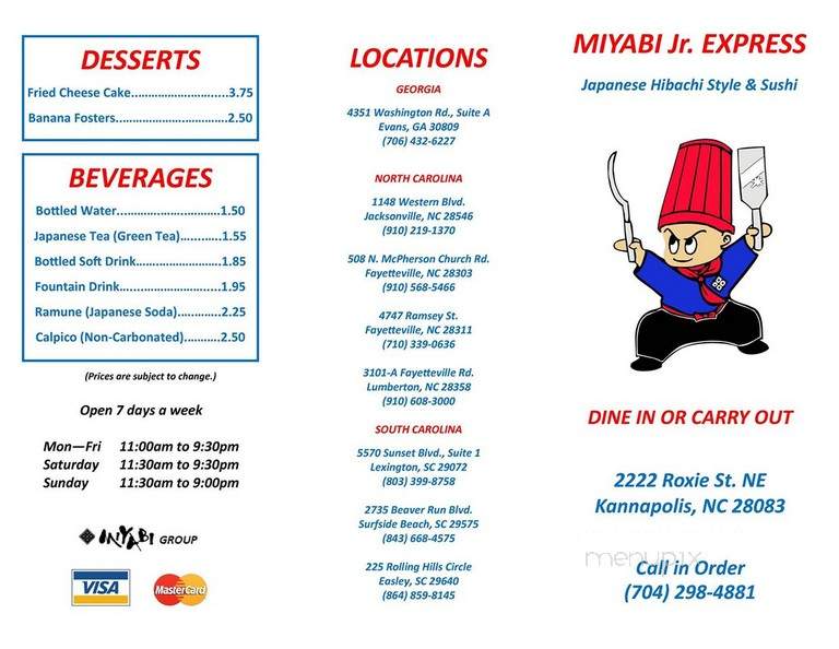 Miyabi Jr Express - Kannapolis, NC menu_pic