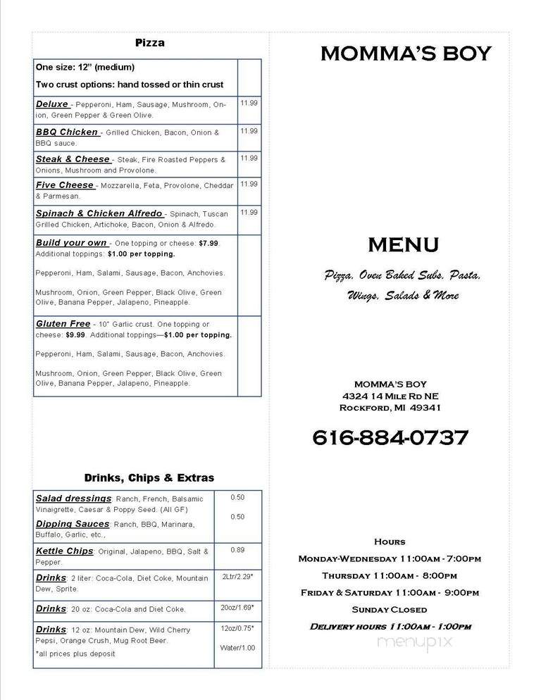 Momma's Boy - Rockford, MI menu_pic