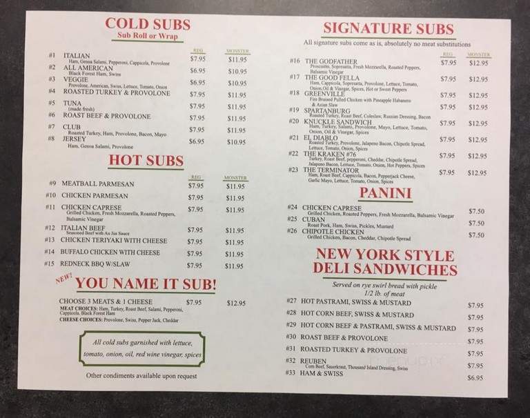 Monster Subs - Greenville, SC menu_pic