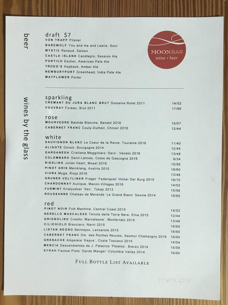 Moon Bar - Boston, MA menu_pic