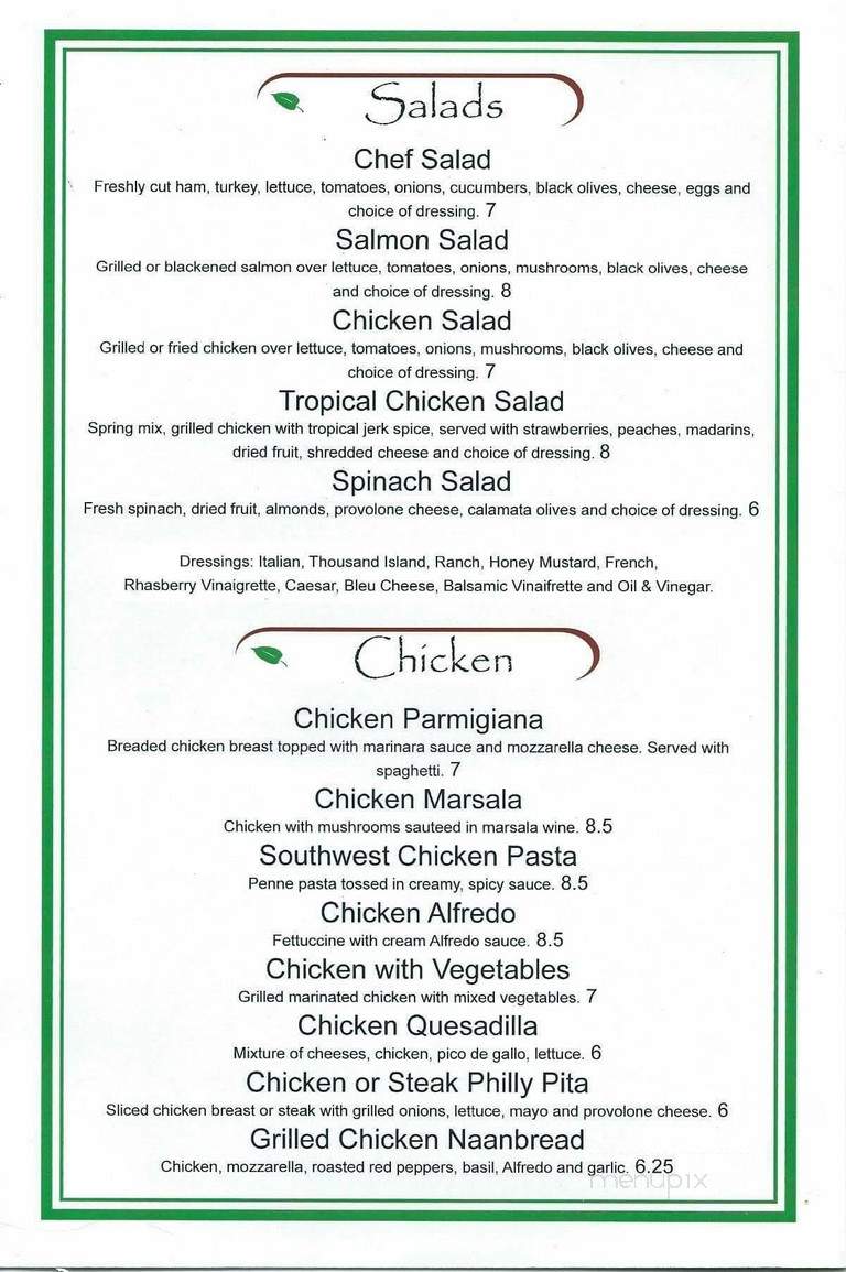 Mosca's Restaurant - Burlington, NC menu_pic