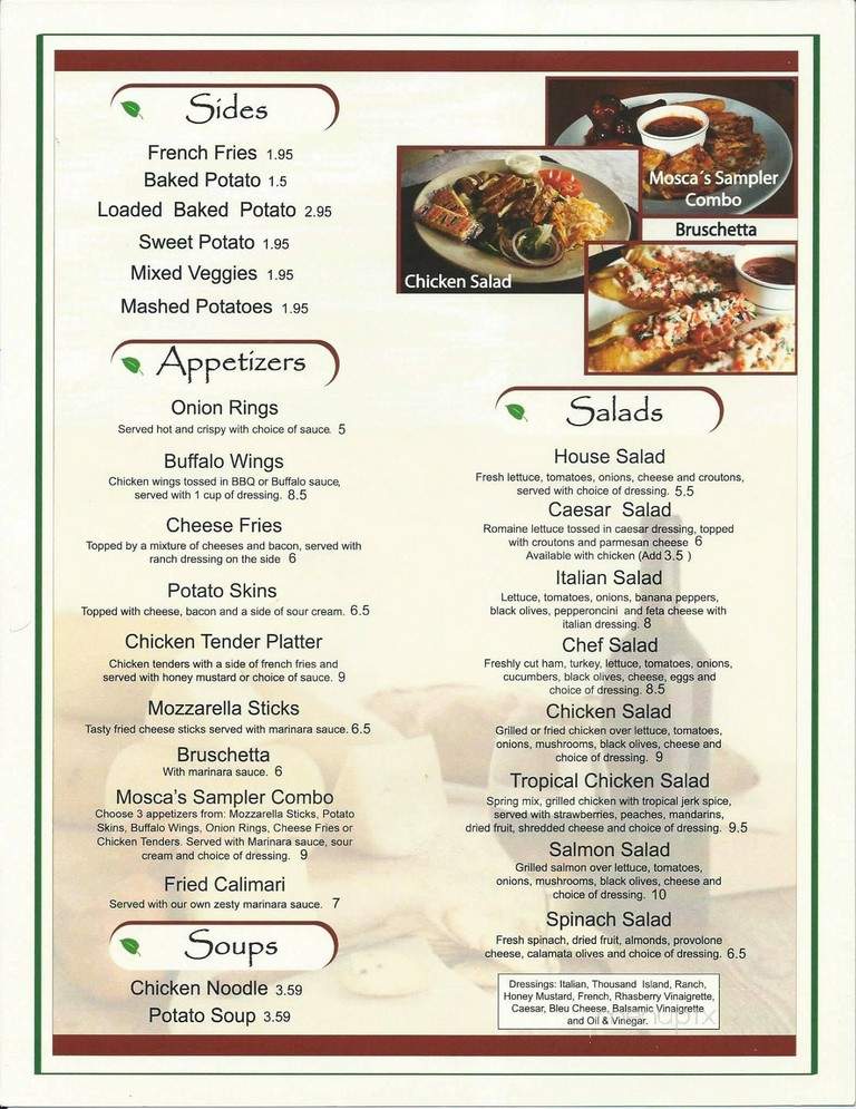Mosca's Restaurant - Burlington, NC menu_pic