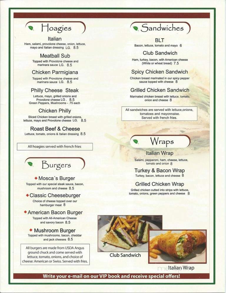 Mosca's Restaurant - Burlington, NC menu_pic