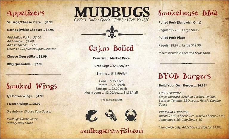 Mudbugs - Brandon, MS menu_pic