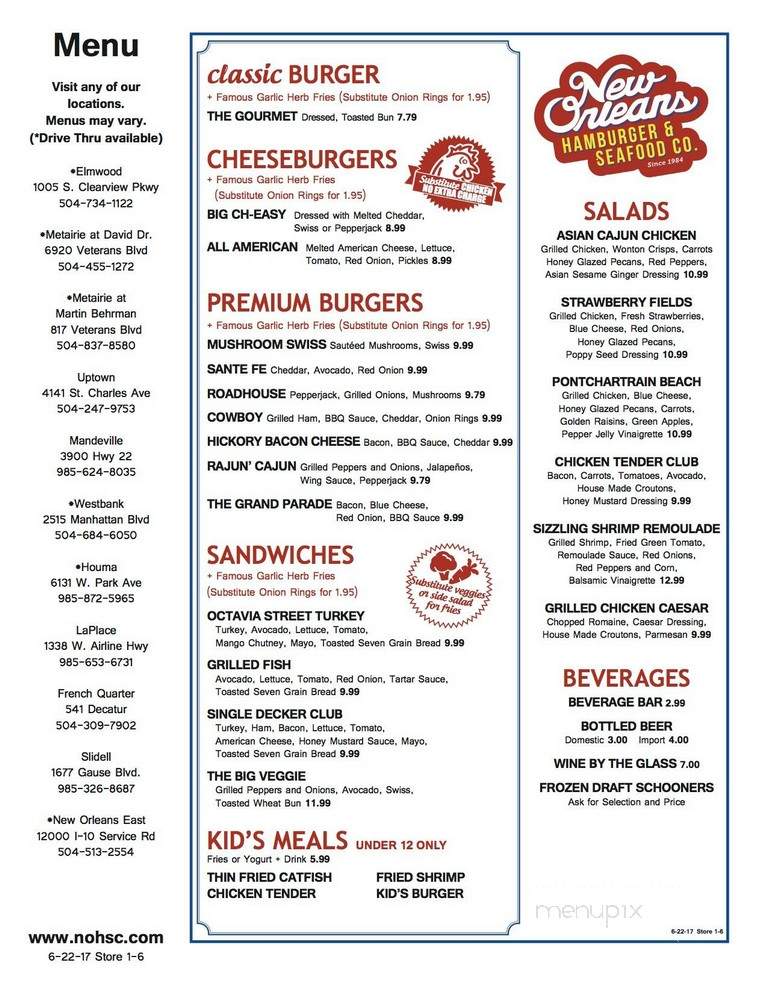 New Orleans Hambuger & Seafood - Gretna, LA menu_pic