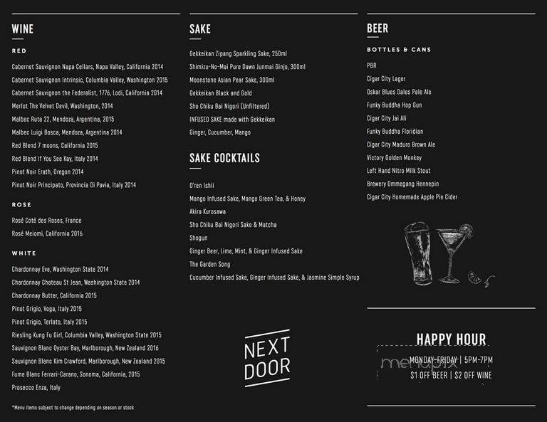 Next Door at C&I - Fort Lauderdale, FL menu_pic