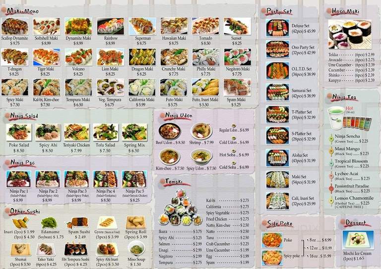 Ninja Sushi - Kailua, HI menu_pic