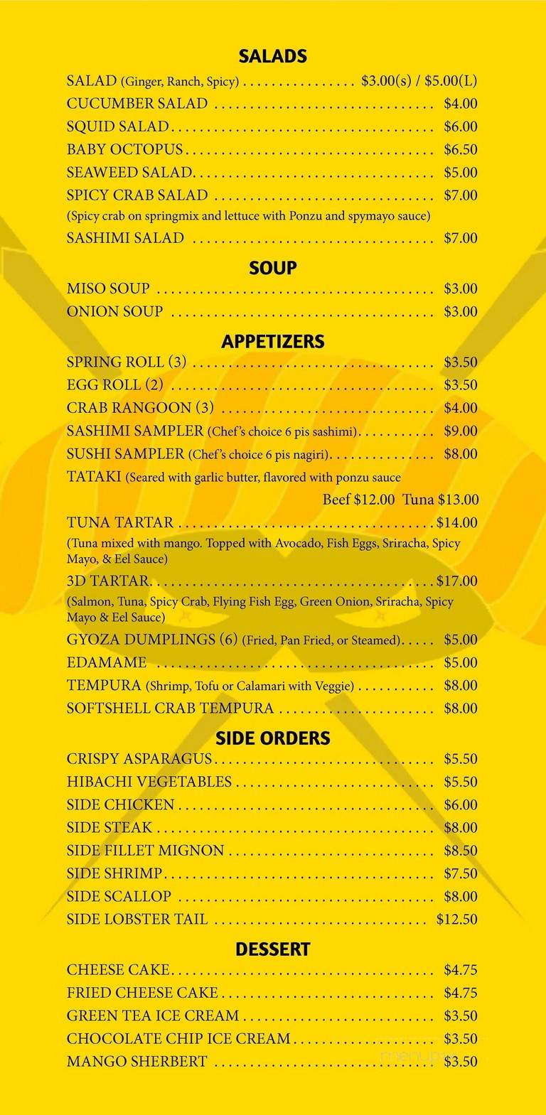 Ninja Sushi - Little Rock, AR menu_pic