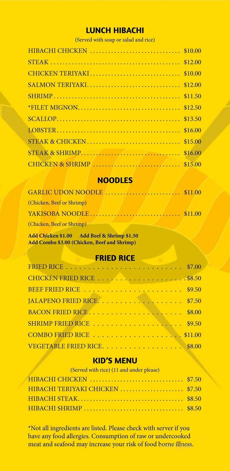 Ninja Sushi - Little Rock, AR menu_pic