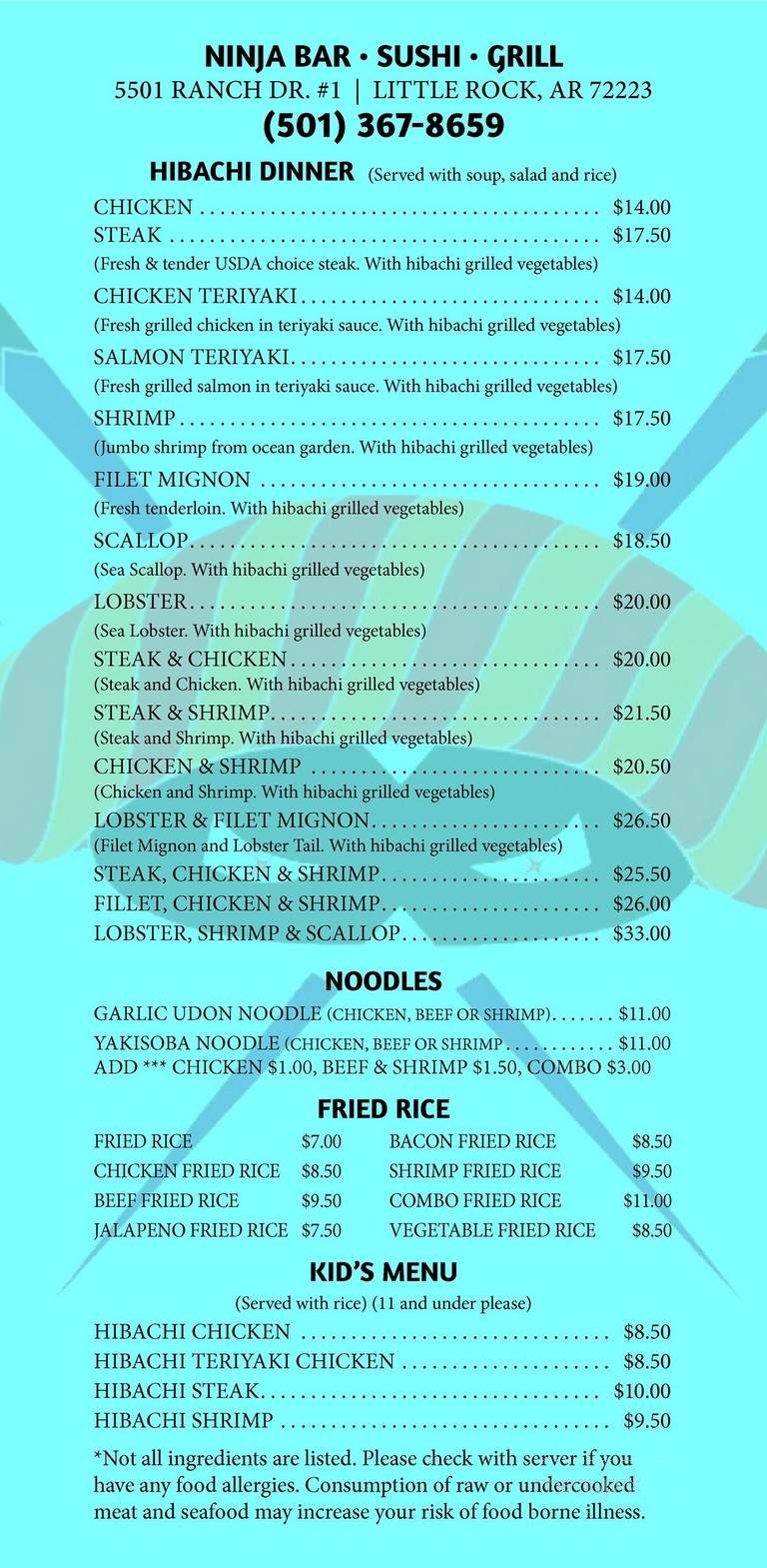 Ninja Sushi - Little Rock, AR menu_pic