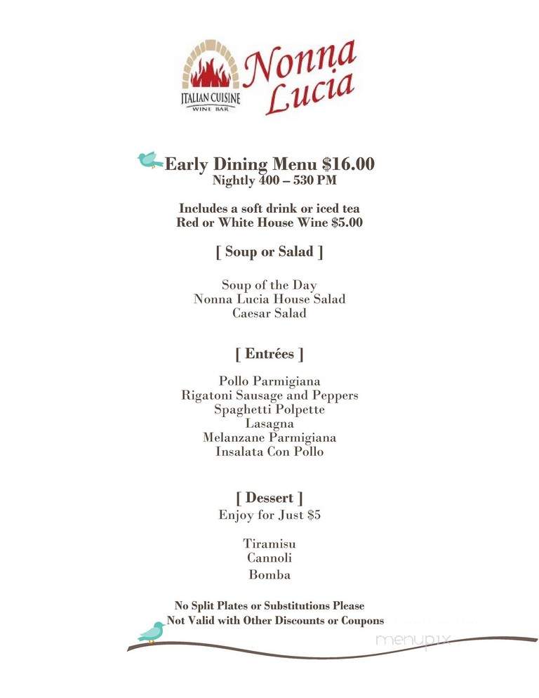 Nonna Lucia - Bluffton, SC menu_pic
