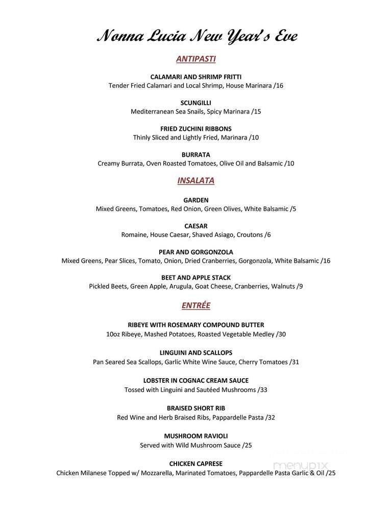 Nonna Lucia - Bluffton, SC menu_pic