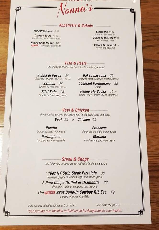 Nonna's Italian Kitchen - Edgefield, SC menu_pic