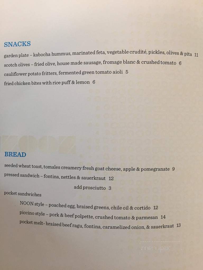 Noon All Day - San Francisco, CA menu_pic