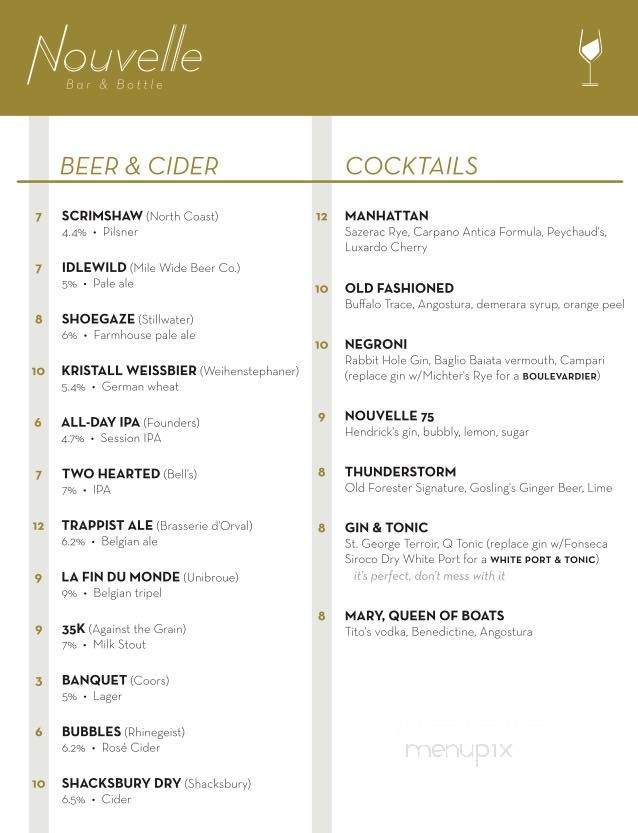 Nouvelle Bar & Bottle - Louisville, KY menu_pic