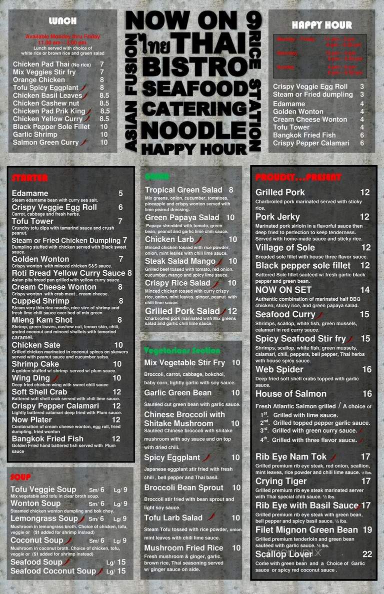 Now On 9 Thai Bistro - Valley Village, CA menu_pic