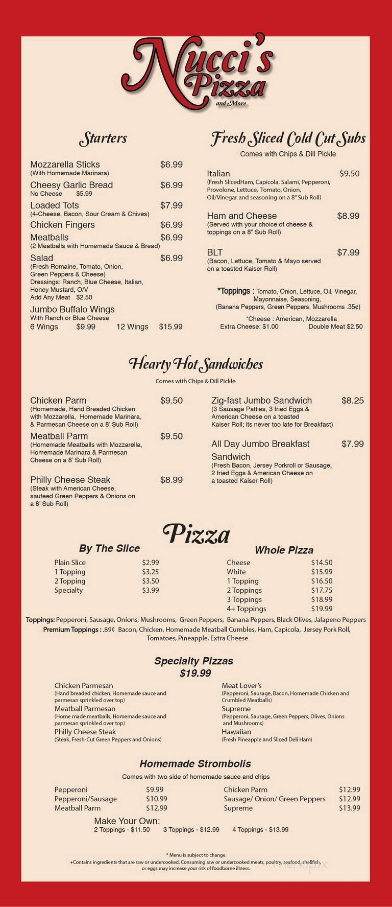 Nucci's Pizza And More - Myrtle Beach, SC menu_pic