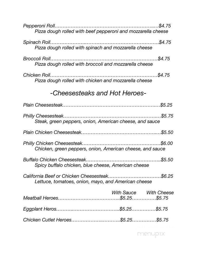 NYC Village Pizza - Bethlehem, PA menu_pic