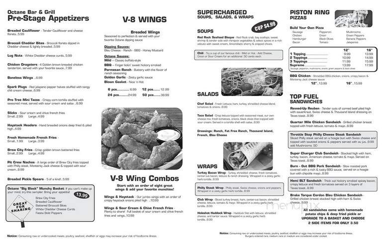 Octane Bar & Grill - Wisconsin Rapids, WI menu_pic