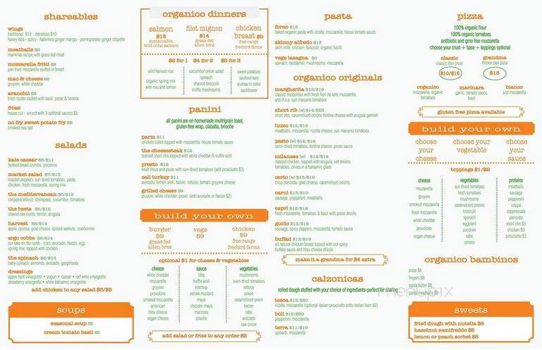 Organico Pizza - Ocean City, NJ menu_pic
