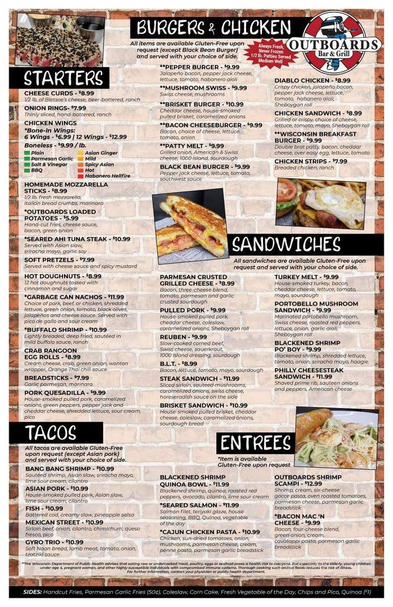 Outboard's Bar & Grill - Tomahawk, WI menu_pic