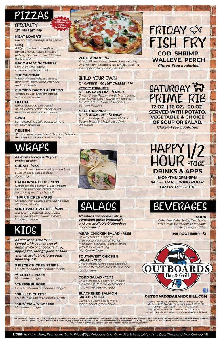 Outboard's Bar & Grill - Tomahawk, WI menu_pic