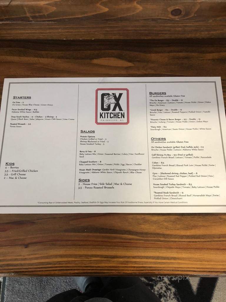 Ox Kitchen - Fairhope, AL menu_pic