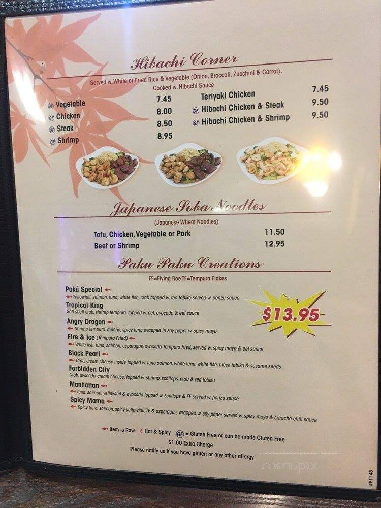 Paku Paku - Worcester, MA menu_pic